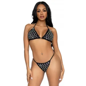 2 Pc Domino Bikini Set - Black - Small