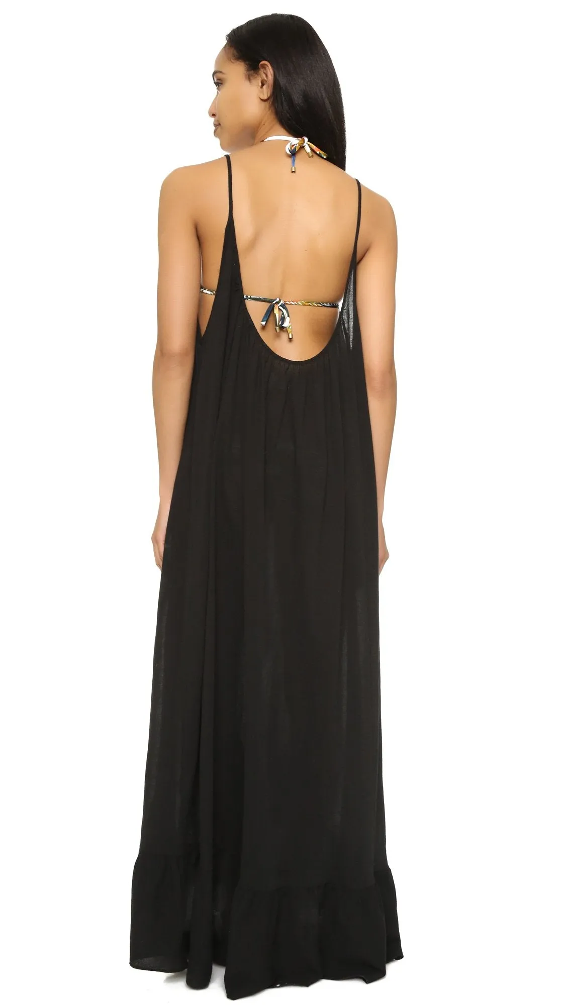 9Seed Paloma Ruffle Maxi Dress Black