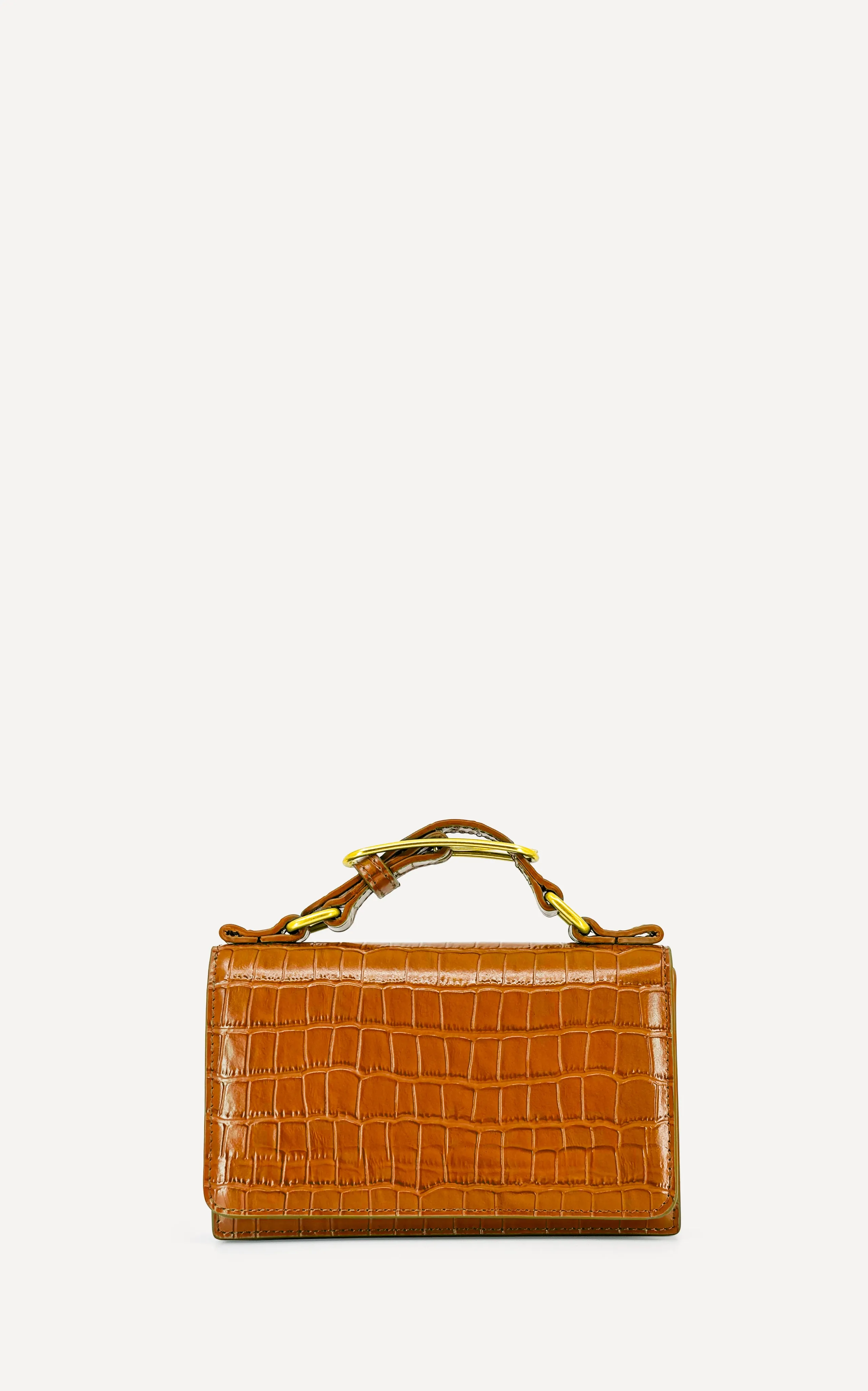 Audrey Mini Clutch | Tan Crocodile