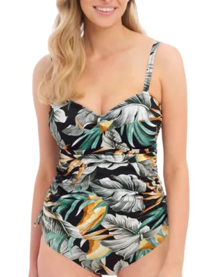 Bamboo Grove Twist Front Tankini - Jet