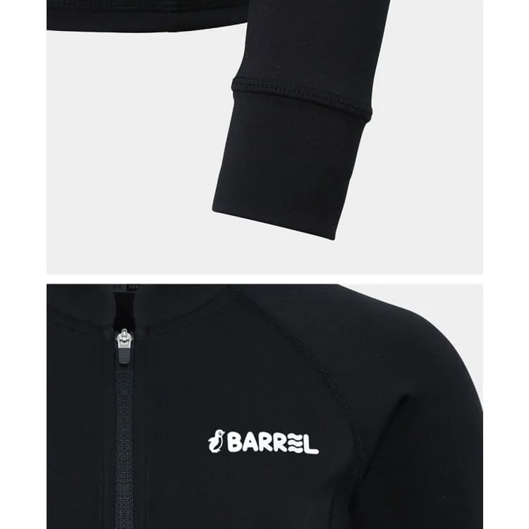 Barrel Kids Essential Zip Up Rash Guard-BLACK