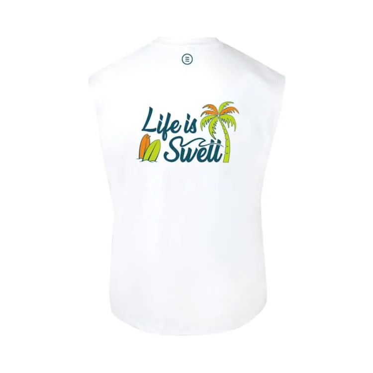 Barrel Men Tropical Sleeveless Rash Guard-WHITE