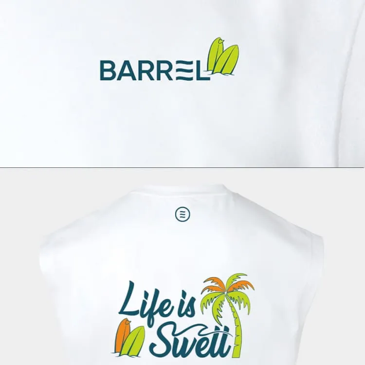 Barrel Men Tropical Sleeveless Rash Guard-WHITE