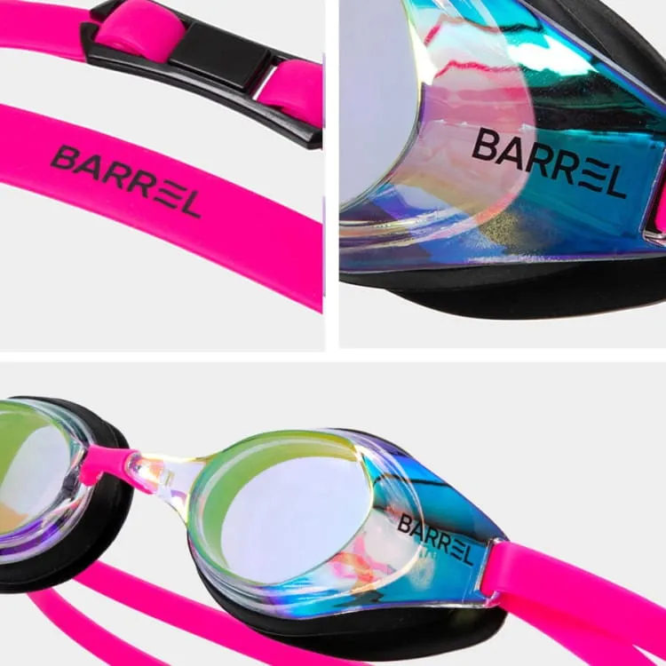 Barrel Wide Mirror Swim Goggles-AURORA/PINK