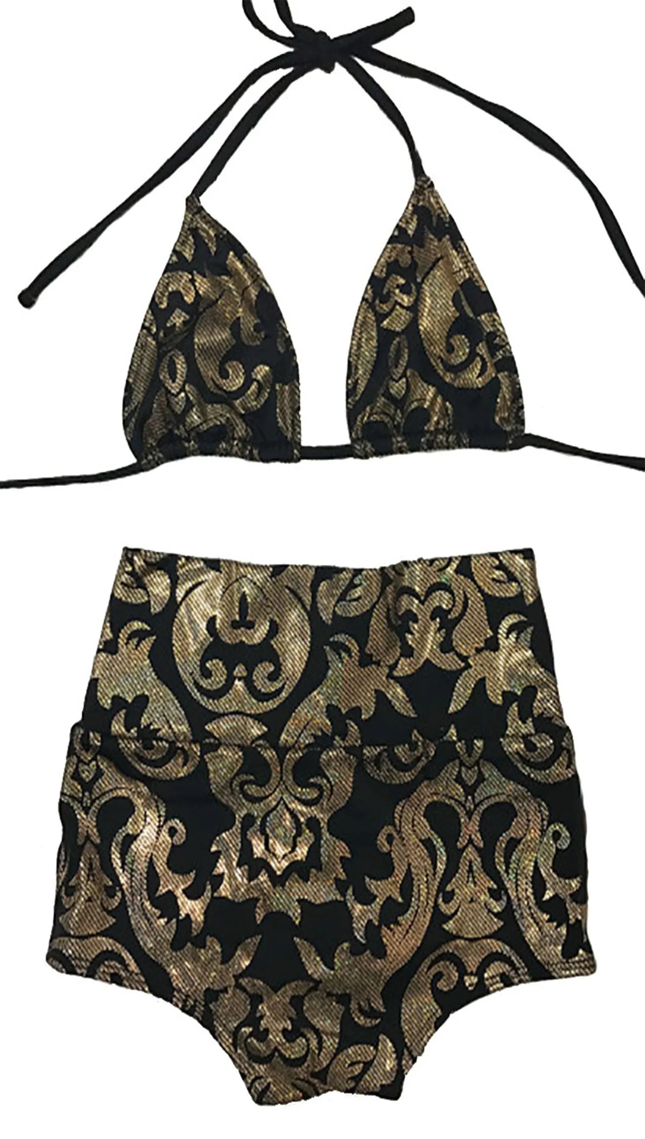 Chynna Dolls Waikiki Black Gold Duchess High Waist Bikini