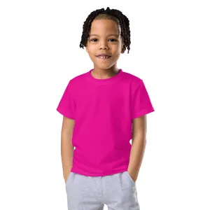 Colorful Sun Defense: Boys' Short Sleeve Solid Color Rash Guard - Hollywood Cerise