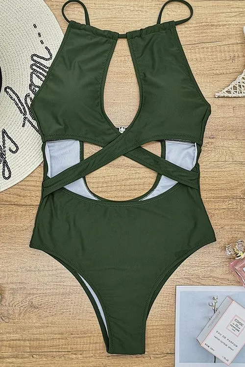 Cross Hollow One Piece Swimwear