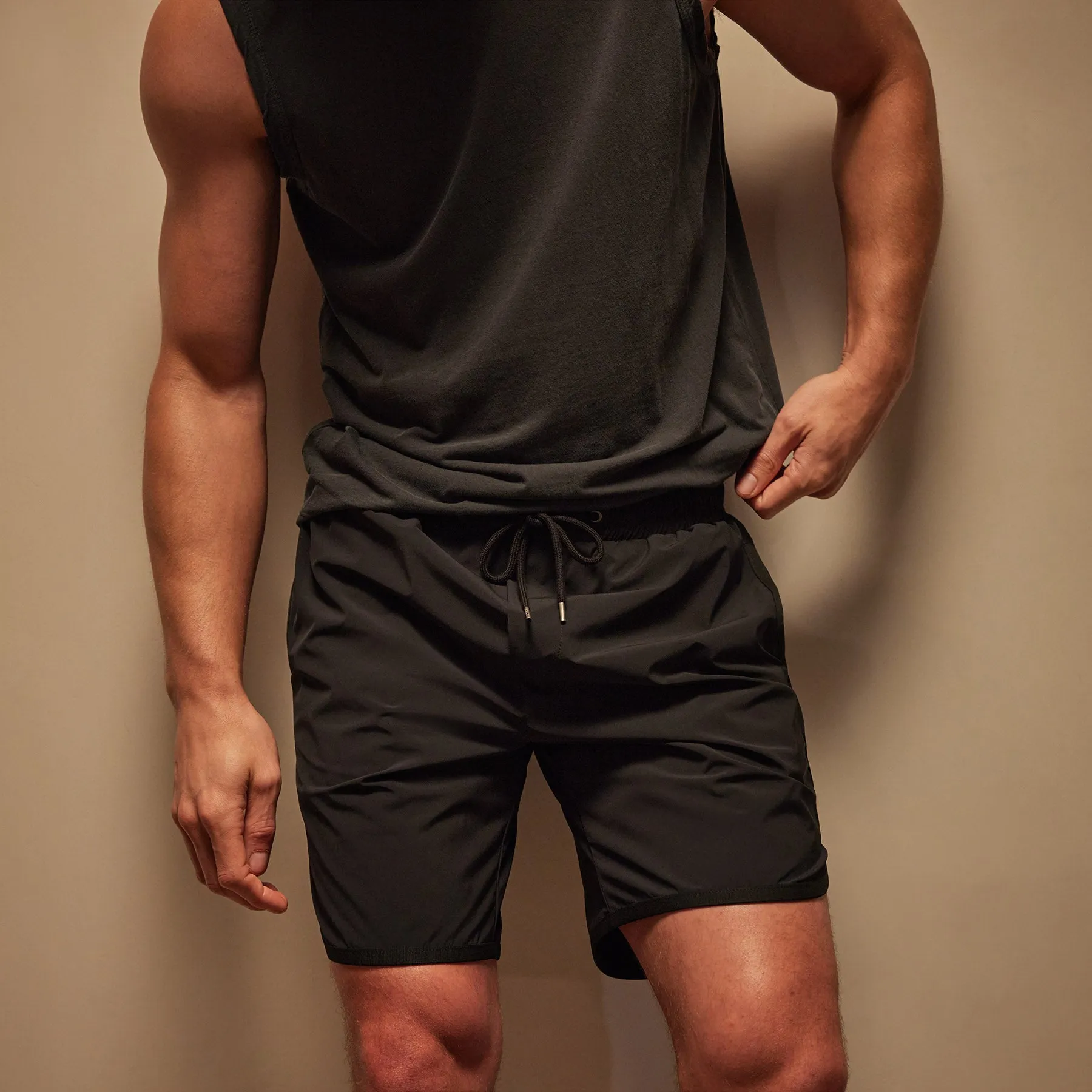 Curved Hem Boardshort - Black/Black