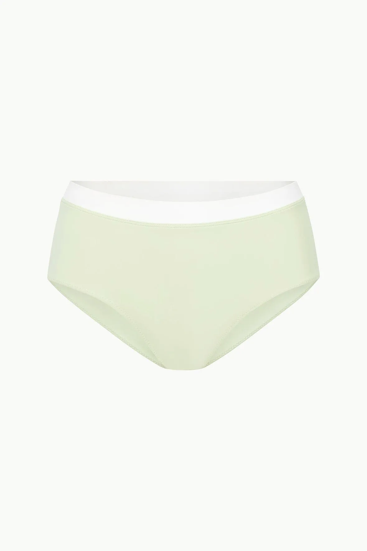 DEVON HIGH RISE BIKINI BOTTOM | PALE JADE/WHITE