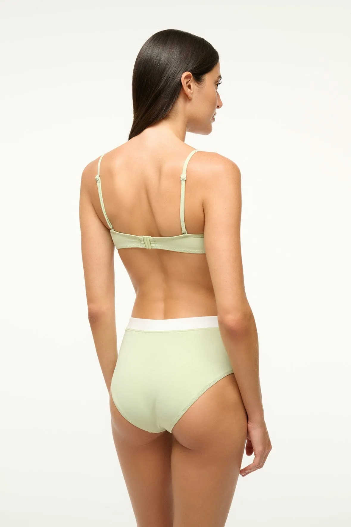 DEVON HIGH RISE BIKINI BOTTOM | PALE JADE/WHITE