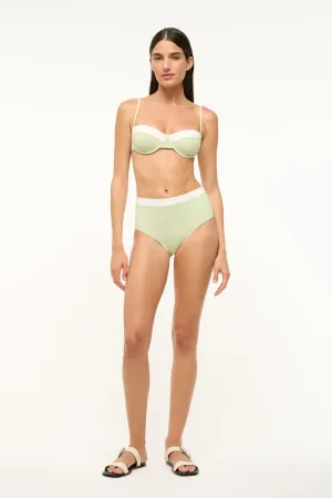 DEVON HIGH RISE BIKINI BOTTOM | PALE JADE/WHITE