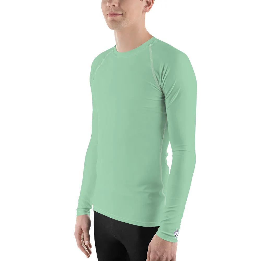 Easygoing Comfort: Men's Solid Color Long Sleeve Rash Guard - Vista Blue