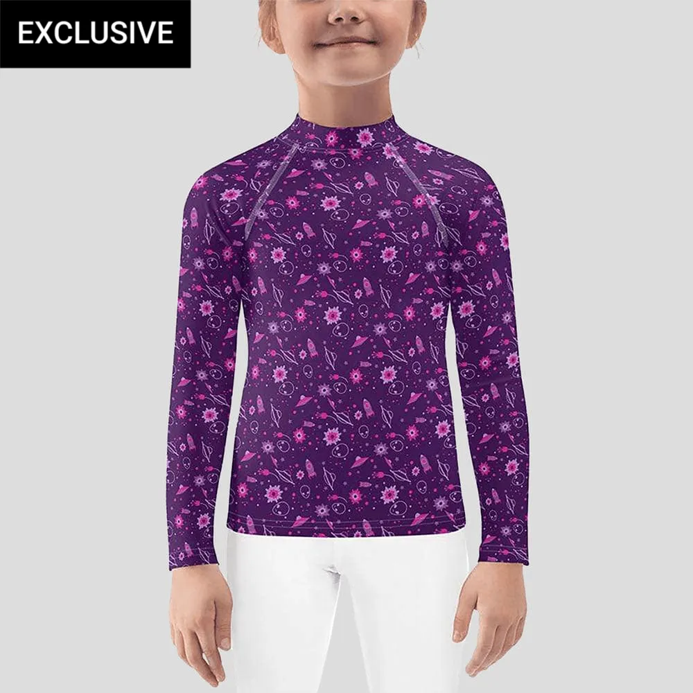 Floral Galactic Kids Rash Guard (POD)