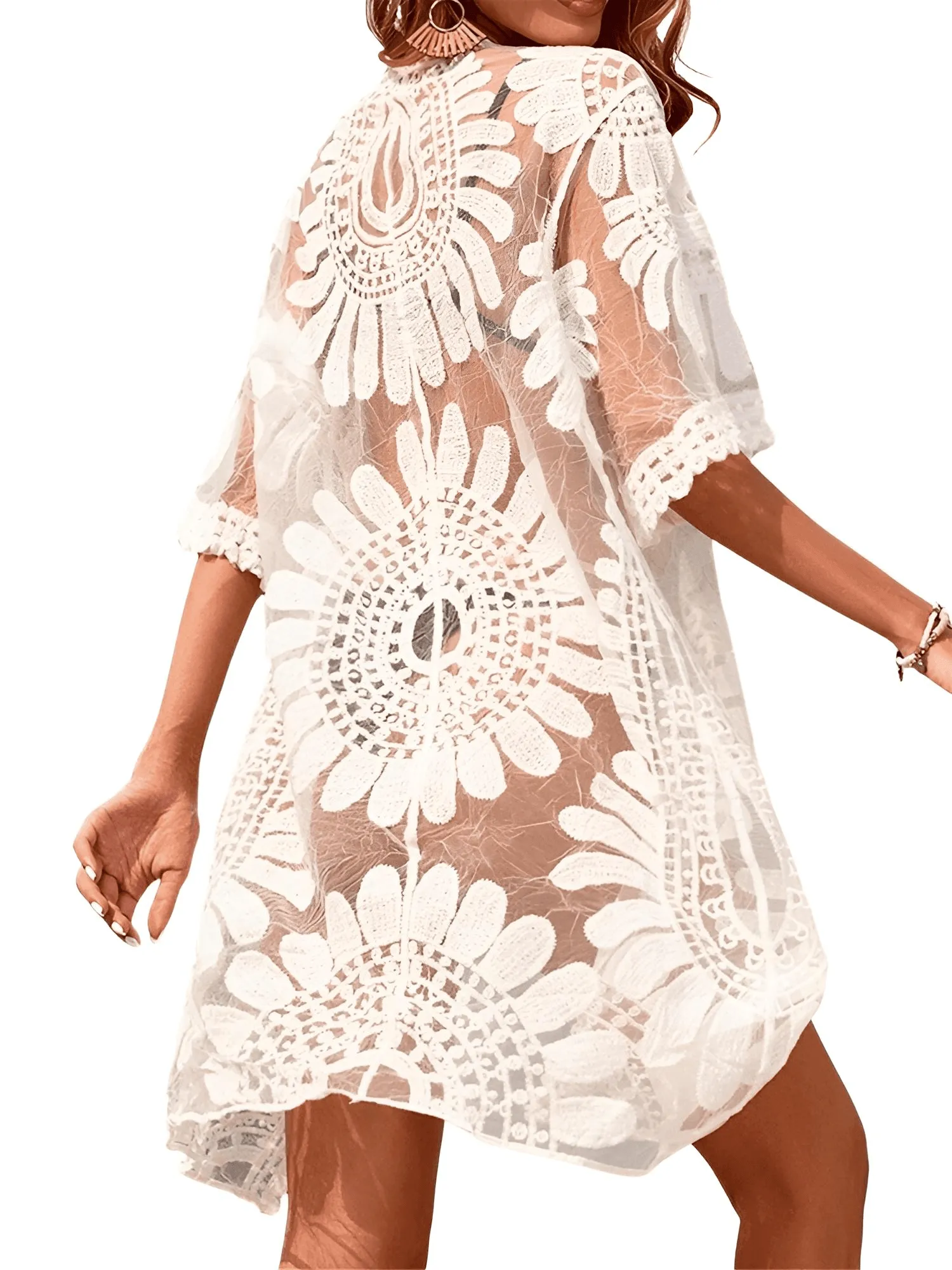 Floral Lace Beach Cover Up for Swimwear