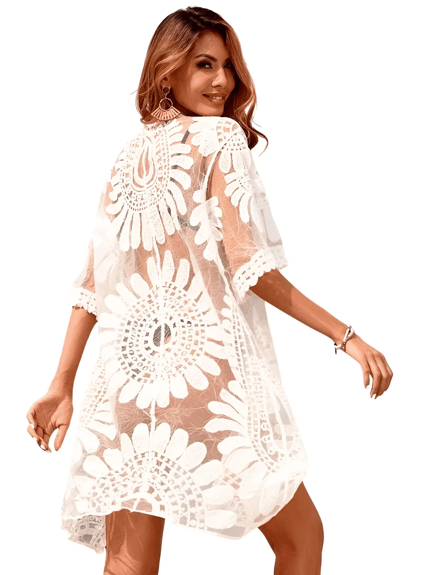 Floral Lace Beach Cover Up for Swimwear