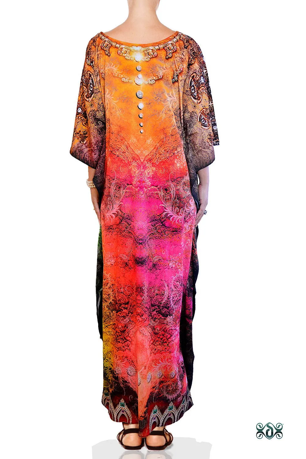 INDICA MAGNIFICA Decorative Paisleys Devarshy Long Embellished Kaftan - 1055A