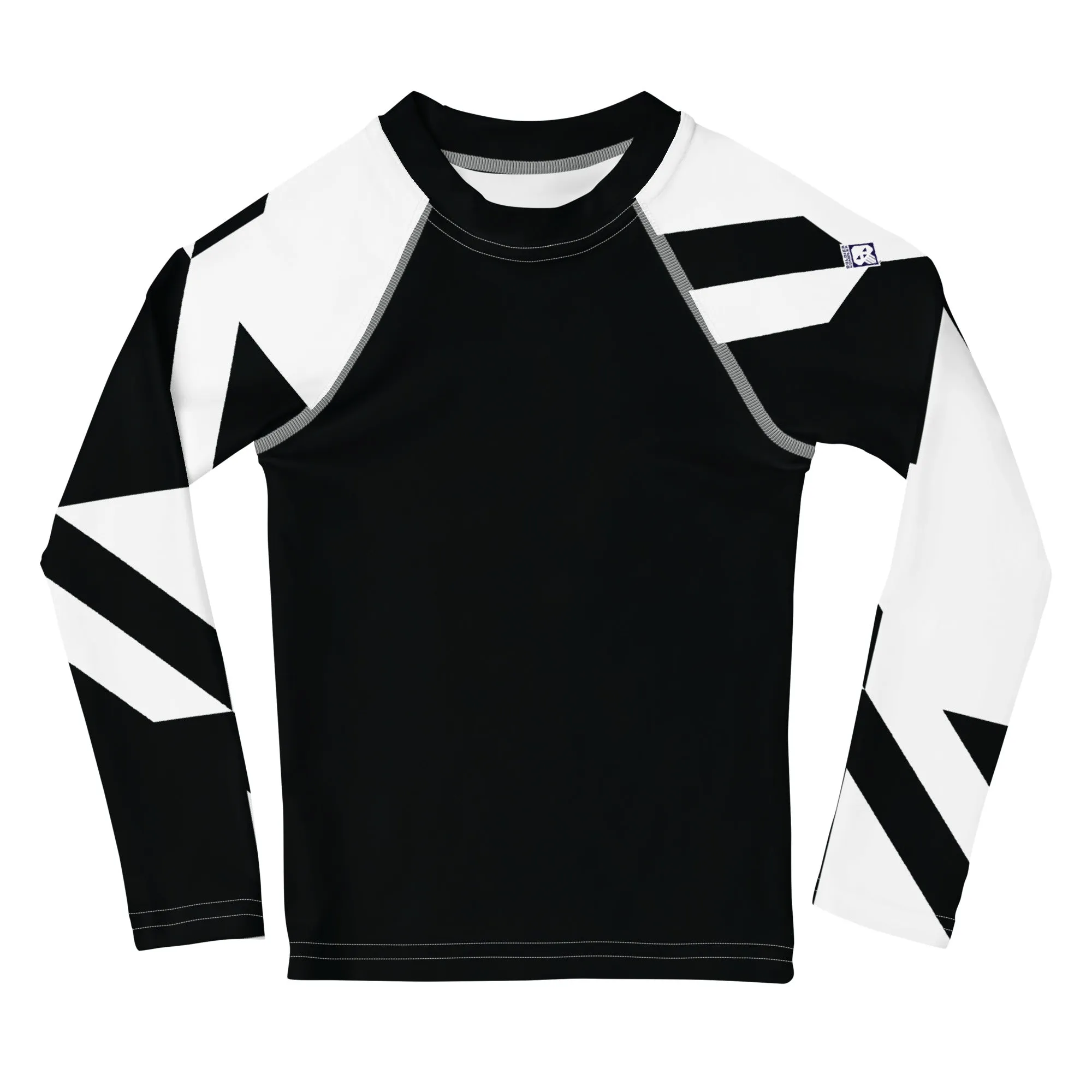 Kid's Girls Long Sleeve BJJ Rash Guard - Houndstooth 001 Noir