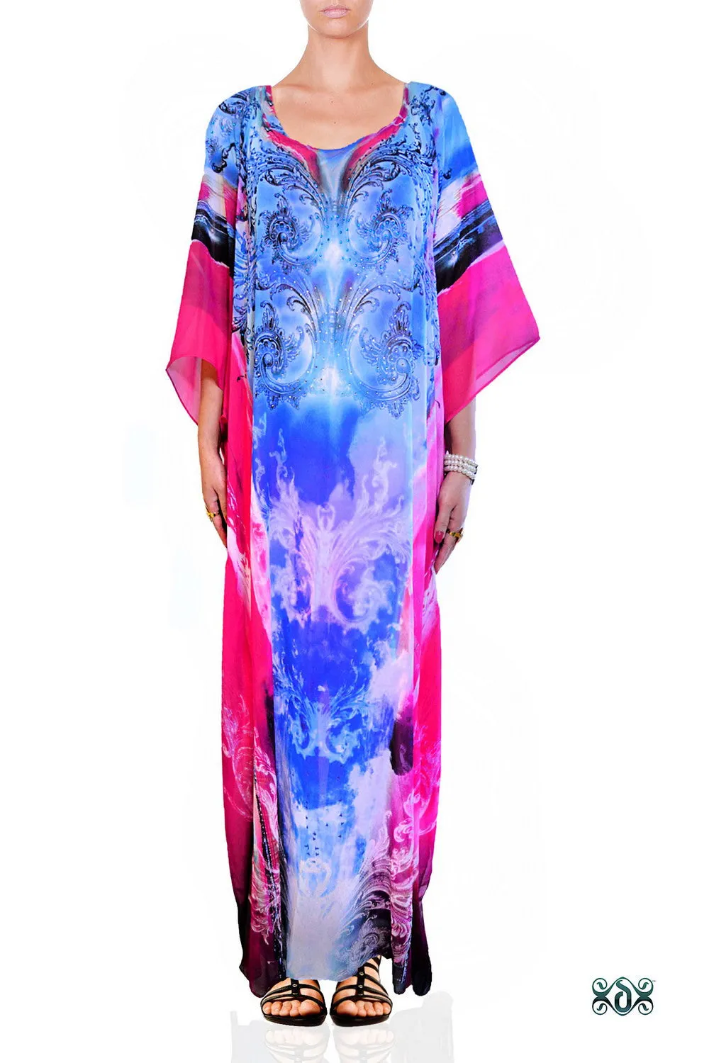 LA FUTURISMO Celestial Divine Devarshy Printed Long Embellished Kaftan - 1059B