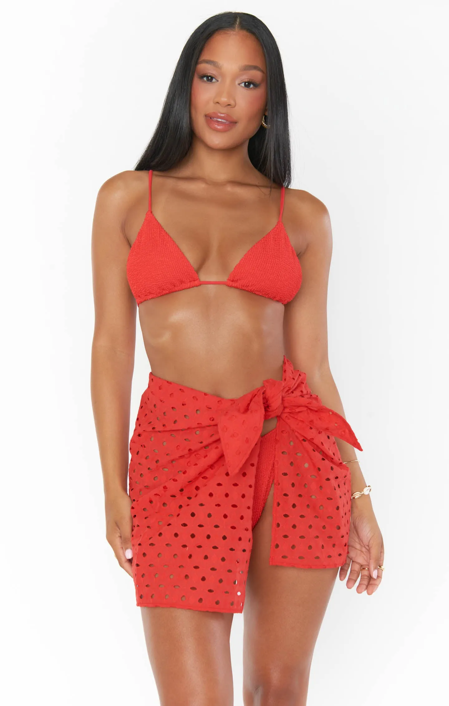 Leyla Sarong ~ Red Eyelet