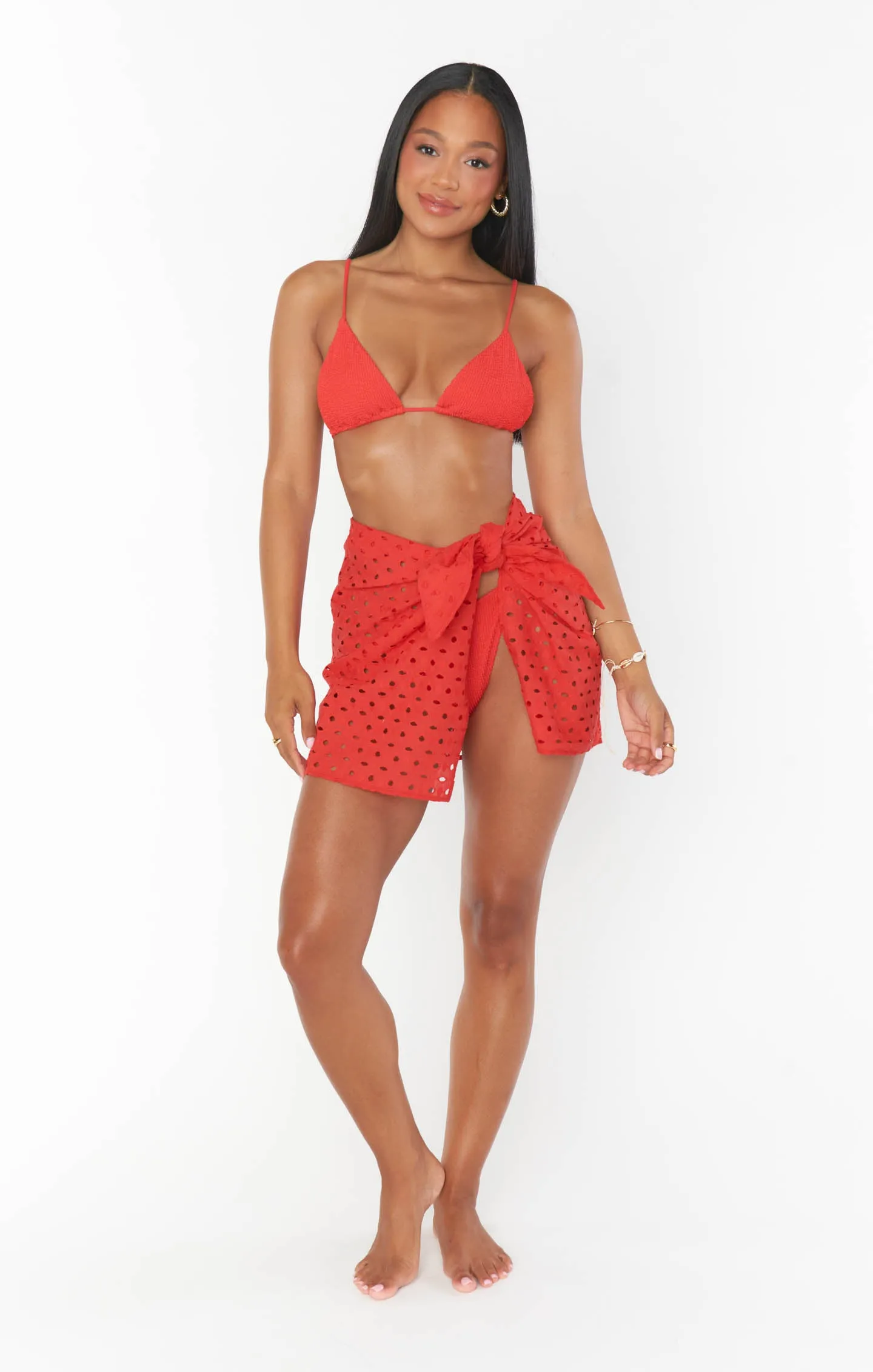 Leyla Sarong ~ Red Eyelet