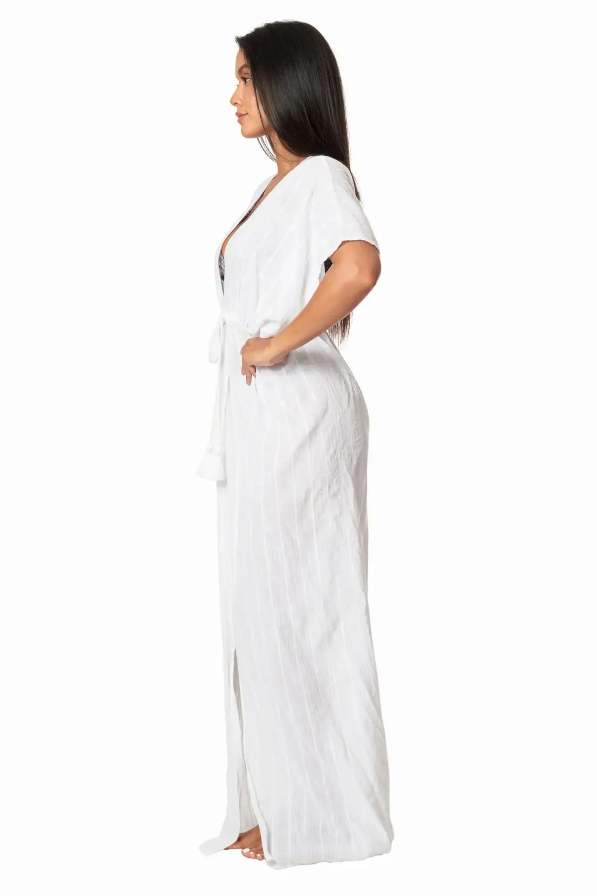 Moda Long Kaftan-Style Robe And Beachwear Cover Up