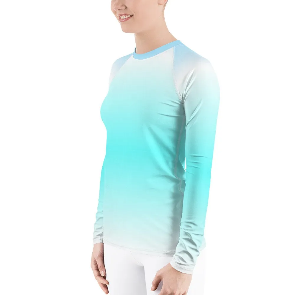 Ocean Blue Ombre Women's Rash Guard