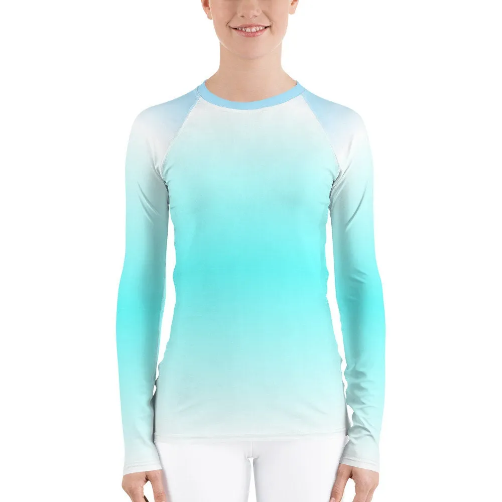 Ocean Blue Ombre Women's Rash Guard