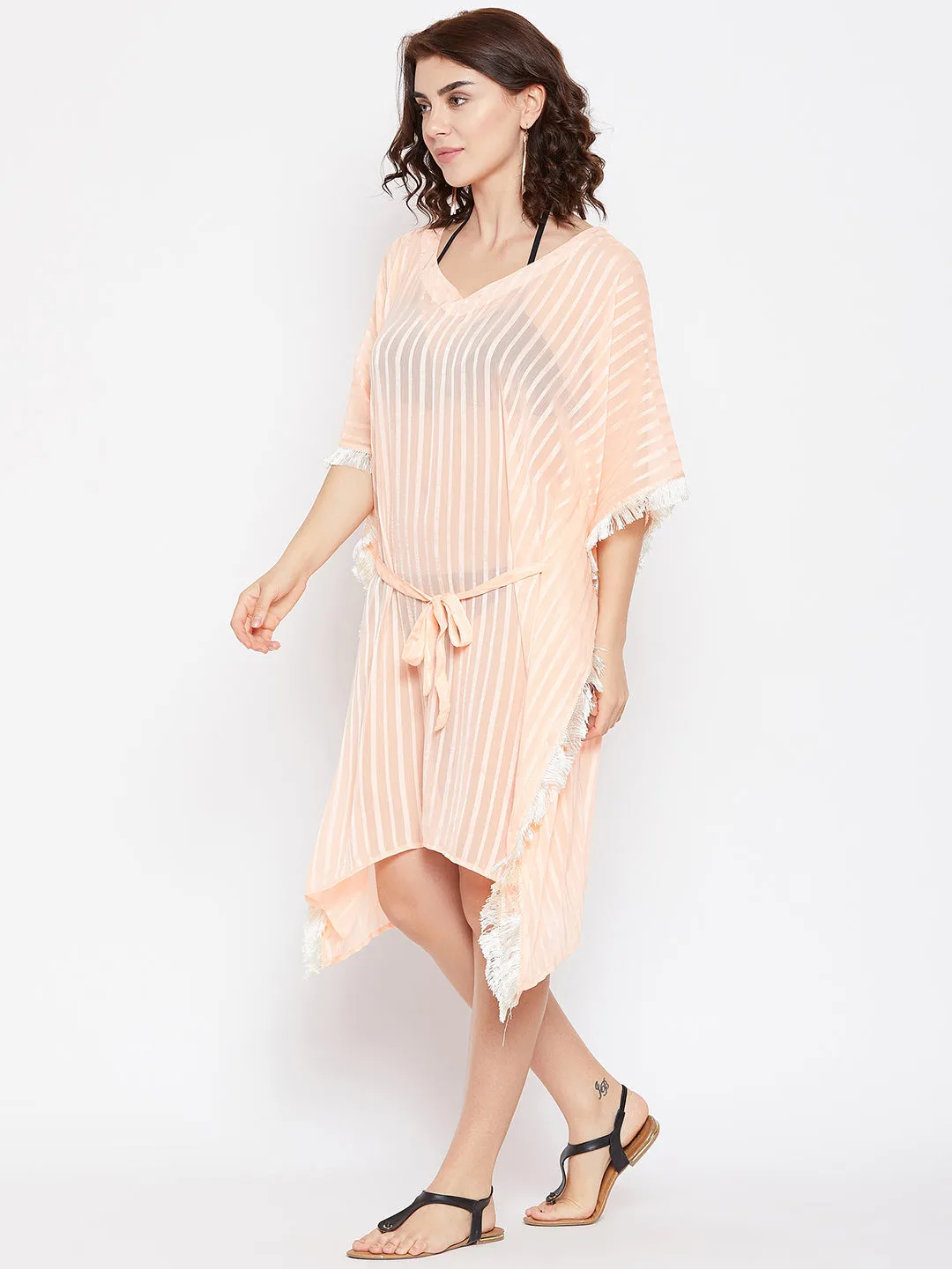 Peach Stripes Resort Kaftan - (Clearance - Final Sale)