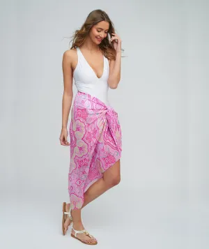 Pink Chiffon Sarong with Vibrant Paisley Print