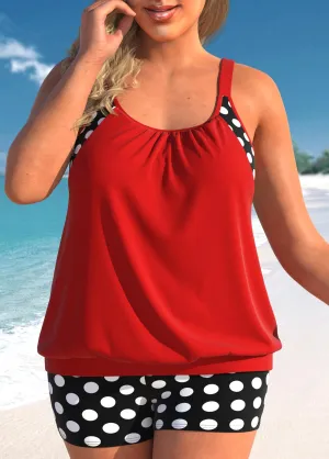 Plus Size Red Polka Dot Tankini Set