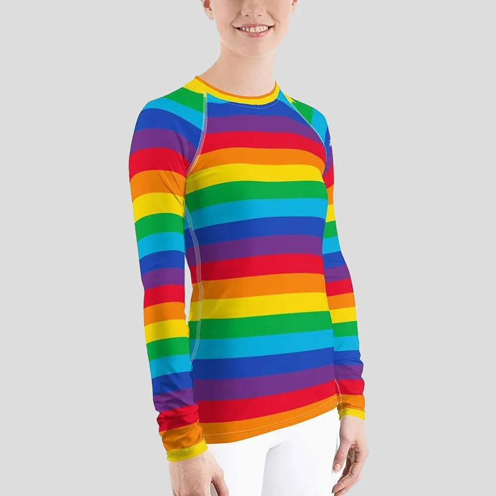 Rainbow Stripes Rash Guard Top (POD)