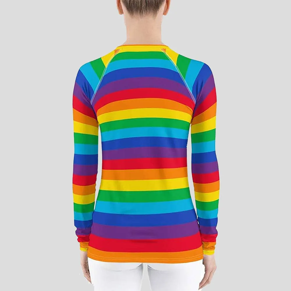 Rainbow Stripes Rash Guard Top (POD)