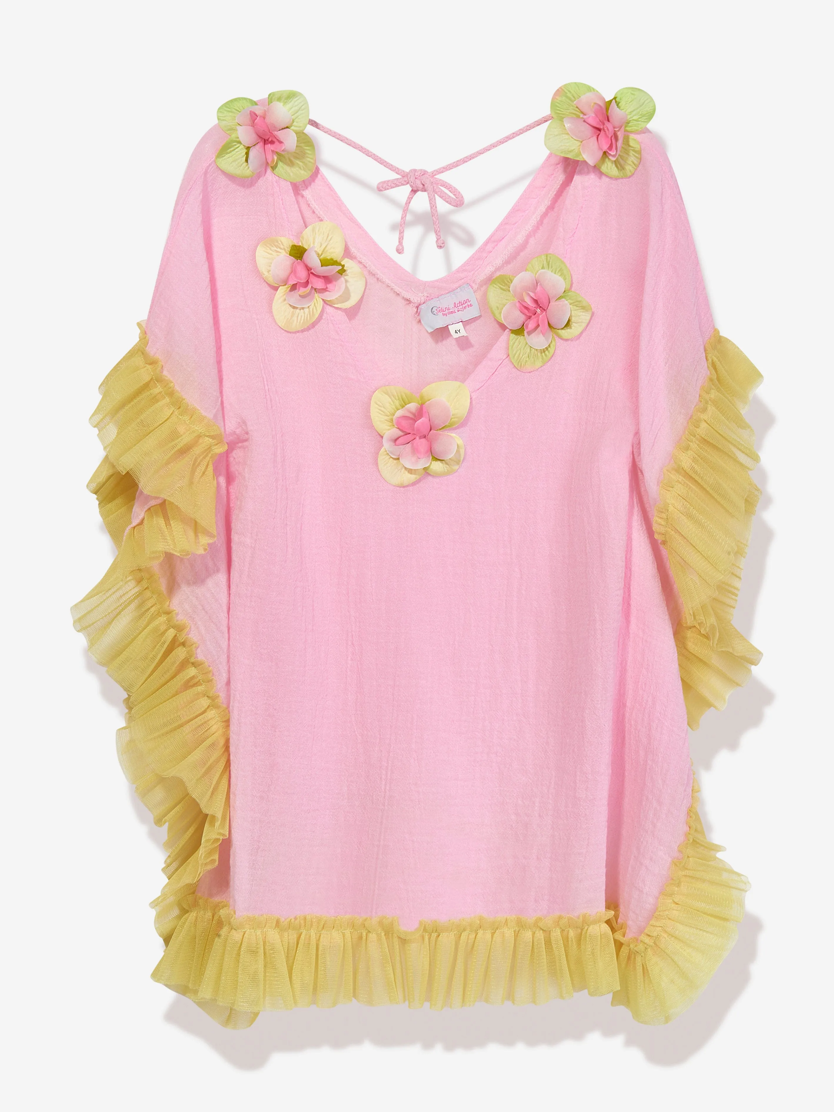 Selini Action Girls Flower Kaftan in Pink