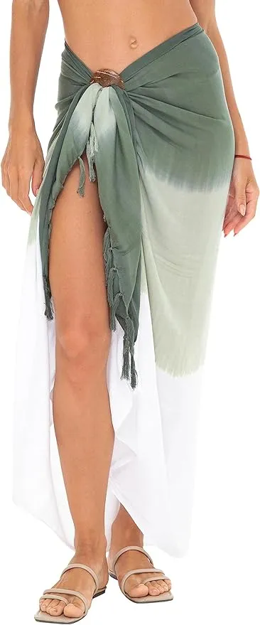 SHU-SHI Sarong Wraps For Women Beach Cover Up Skirt Swimsuit Wrap Pareo Coverups Ombre Tie Dye