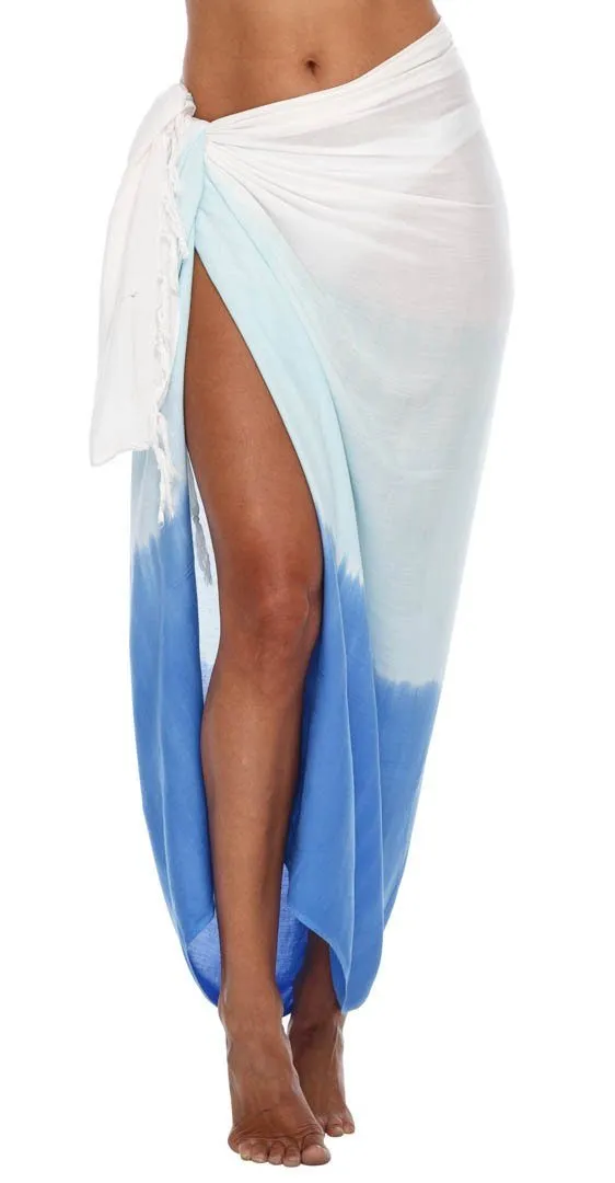 SHU-SHI Sarong Wraps For Women Beach Cover Up Skirt Swimsuit Wrap Pareo Coverups Ombre Tie Dye