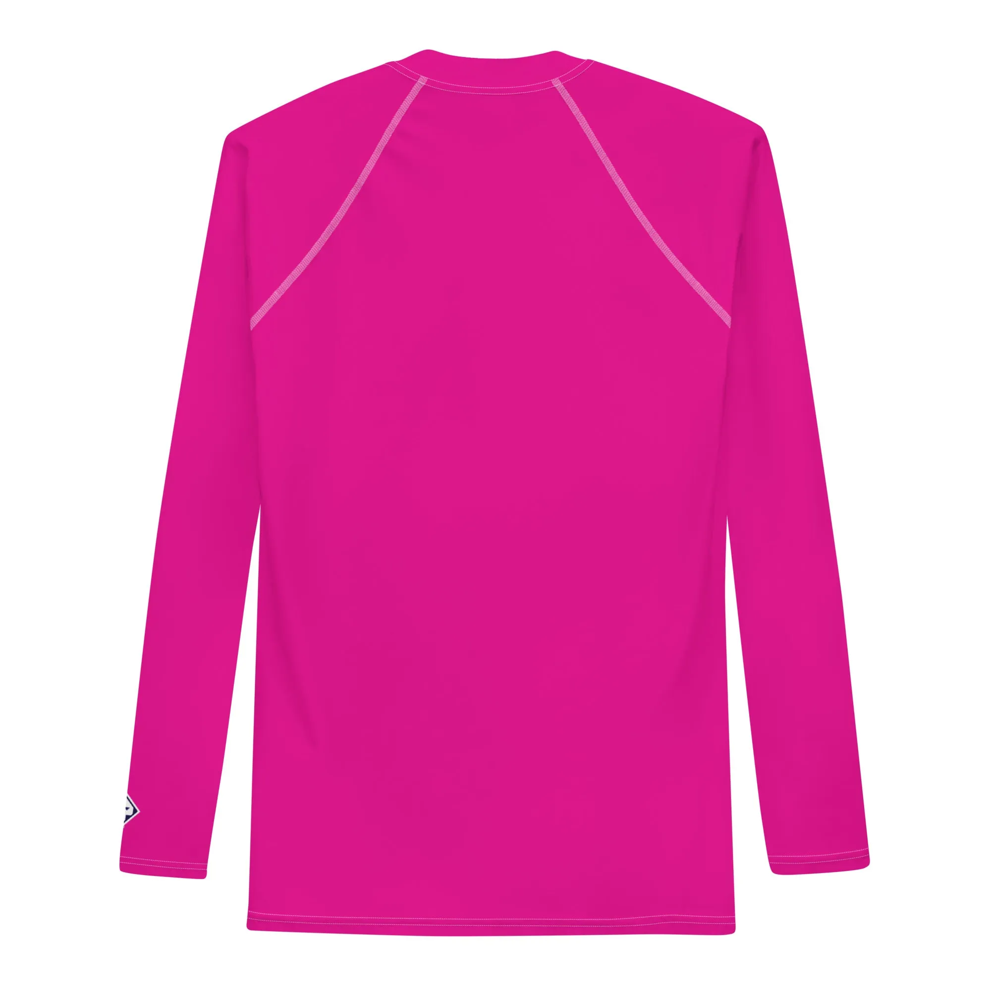 Sun-Ready Style: Men's Solid Color Long Sleeve Rash Guard - Hollywood Cerise