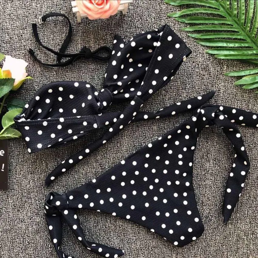 swimwear women Summer 2018 Sexy Dot Printed Bikini Set Push-Up Padded Plus Size Swimwear Swimsuit Beachwear bather bikini mayo