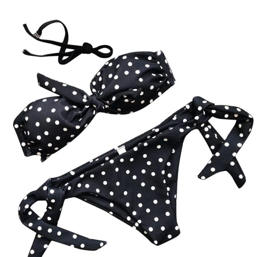 swimwear women Summer 2018 Sexy Dot Printed Bikini Set Push-Up Padded Plus Size Swimwear Swimsuit Beachwear bather bikini mayo