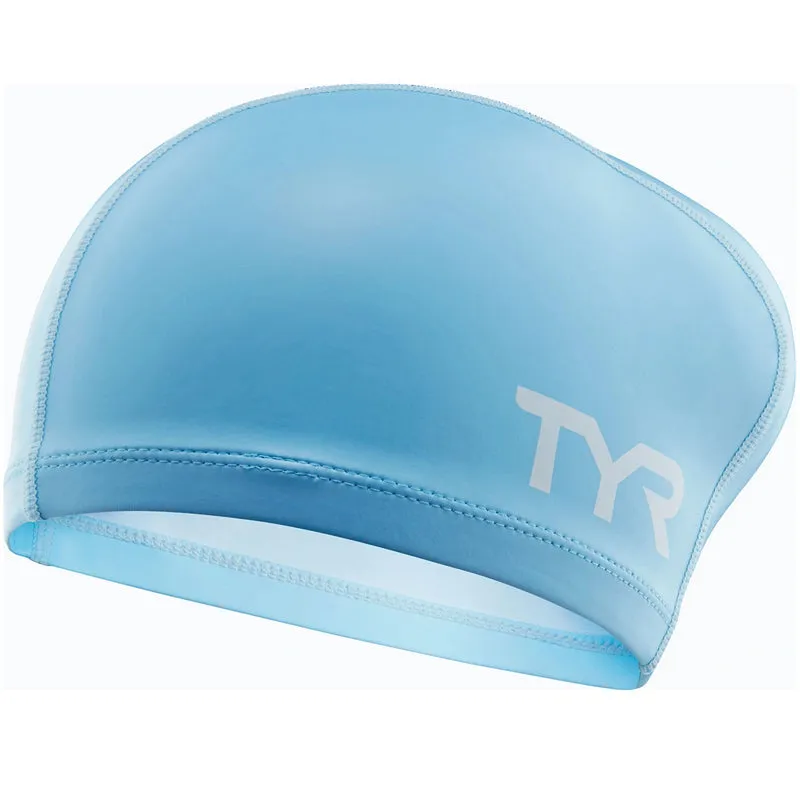 TYR - Silicone Comfort Long Hair Adult Swim Cap - Light Blue