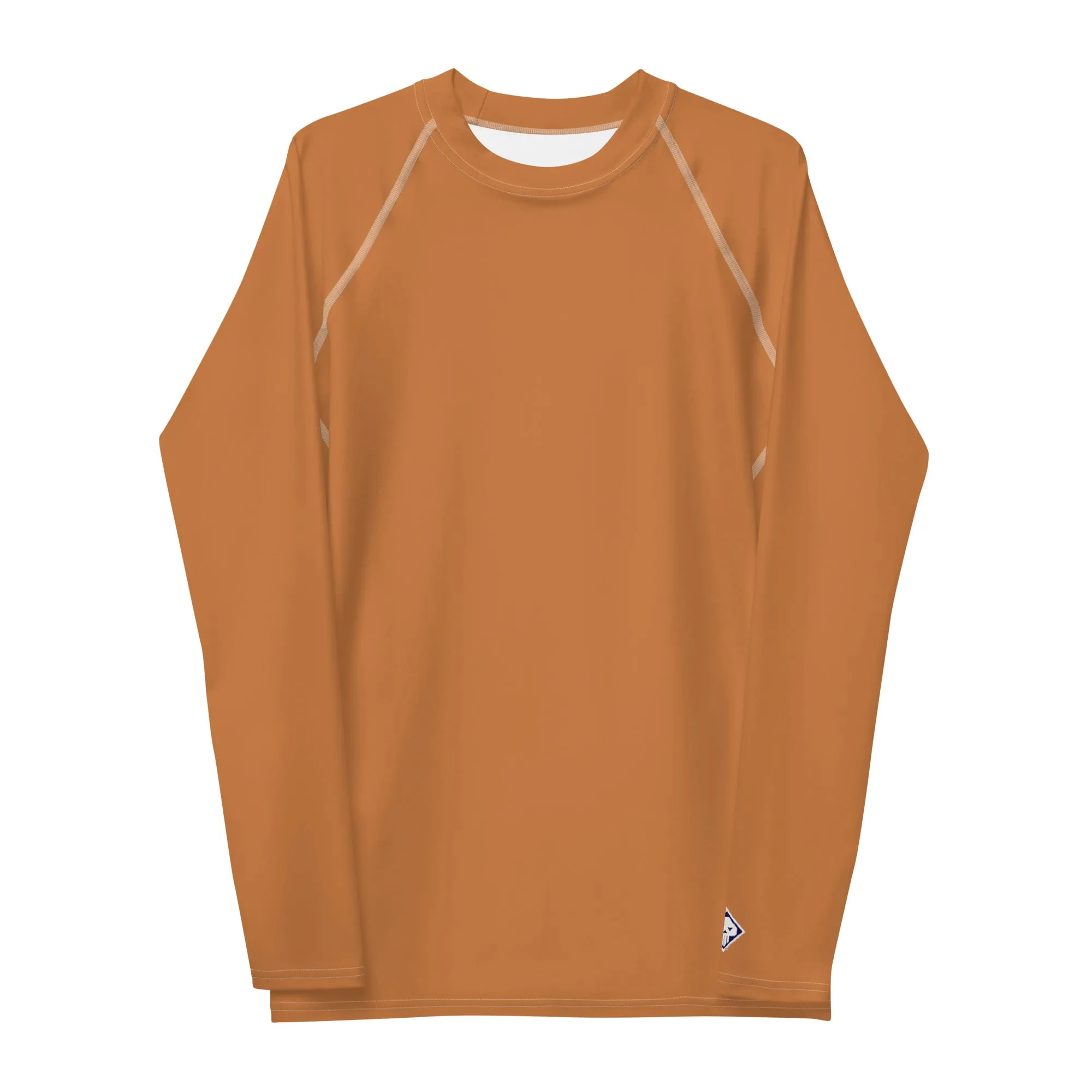 Understated Style: Solid Color Rash Guard for Men - Raw Sienna