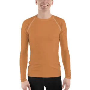 Understated Style: Solid Color Rash Guard for Men - Raw Sienna