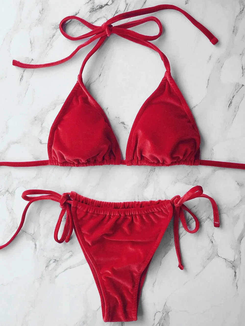 Velvet String Bikini Swimwear