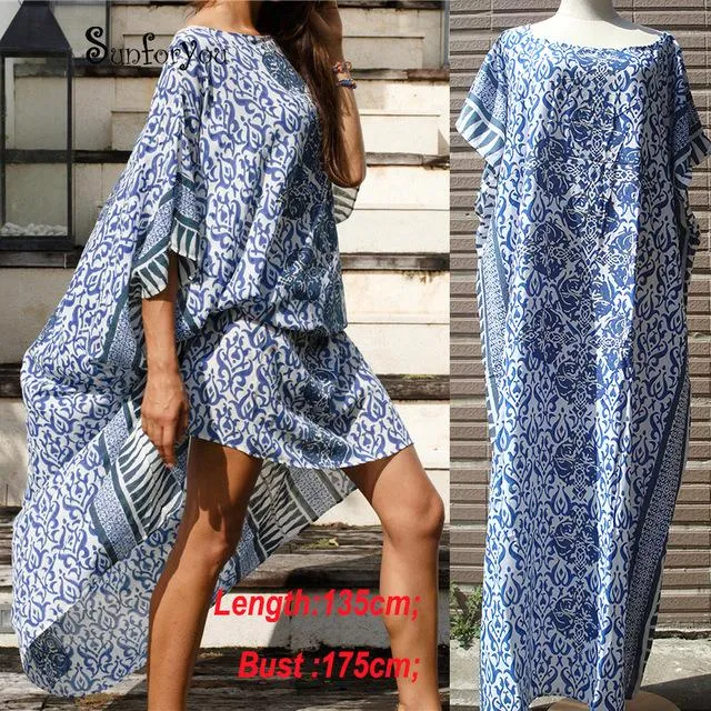 Women Kaftan Style Beach Dress Robe de Plage Swimwear Cover ups