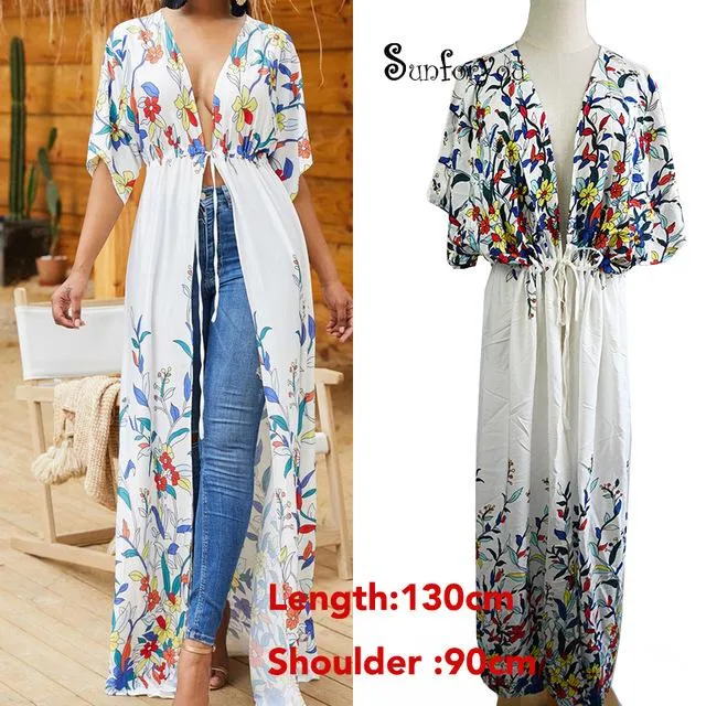 Women Kaftan Style Beach Dress Robe de Plage Swimwear Cover ups