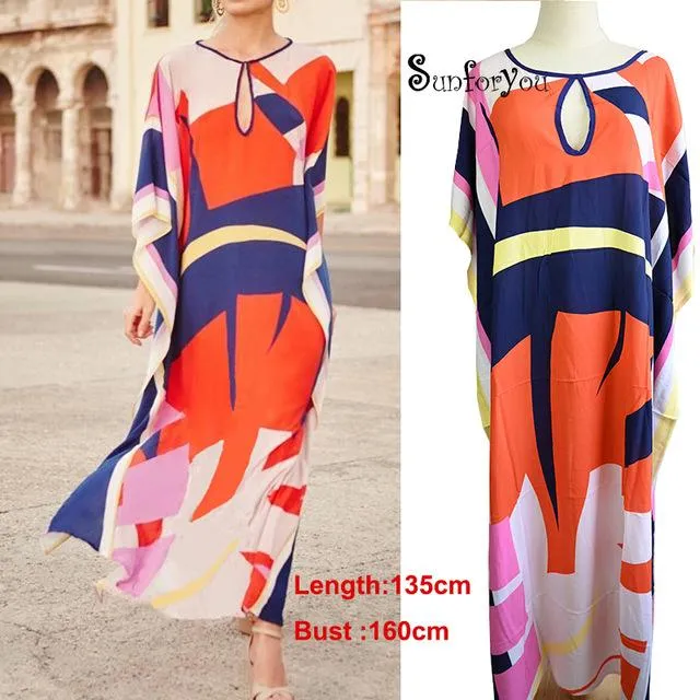 Women Kaftan Style Beach Dress Robe de Plage Swimwear Cover ups