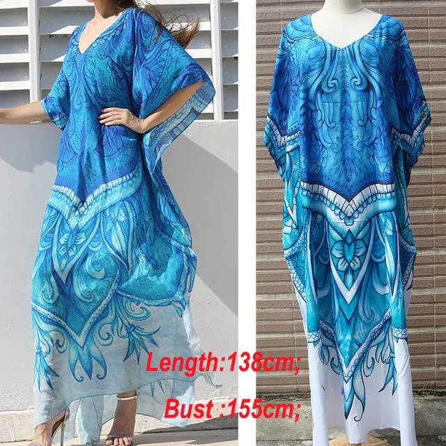 Women Kaftan Style Beach Dress Robe de Plage Swimwear Cover ups